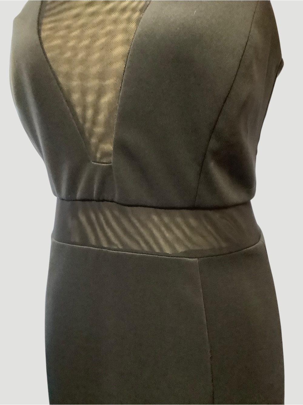 Le Château Navy Blue Mesh Insert Maxi Dress Size M - Picture 5 of 13